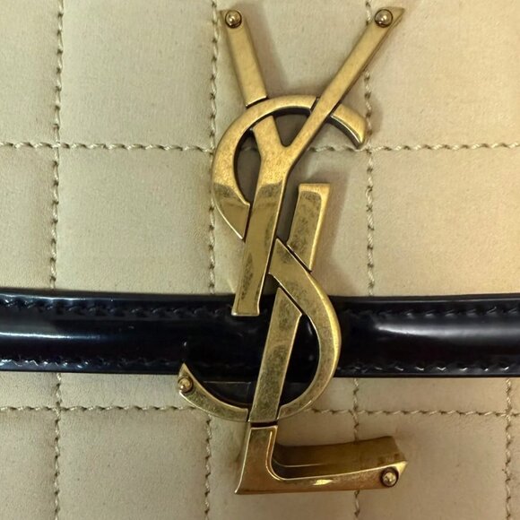 Saint Laurent Solferino Suede Small Bag Beige Black - Picture 2 of 13